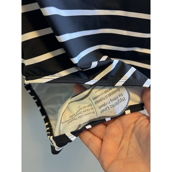 NWT SZ 6 M Ralph Lauren Women Striped One-Piece Designer Swimsuit Black White - Picture 5 of 14